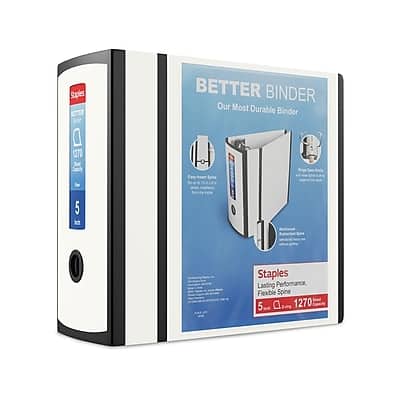 Staples - 5" 3-Ring Better Binder - White Staples - 5" 3-Ring Better Binder - White