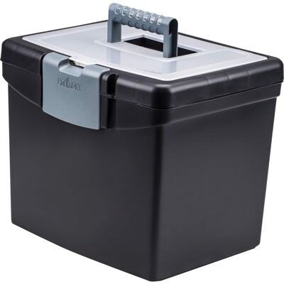 Storex - Portable File Storage Box with XL Lid Letter 8.50" x 11" Clamping Latch Closure Black For Folder Recycled 1 Each Storex - Portable File Storage Box with XL Lid Letter 8.50" x 11" Clamping Latch Closure Black For Folder Recycled 1 Each
