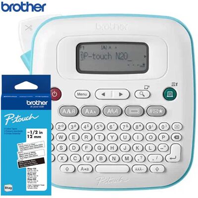 PTN20 P-Touch Personal Desktop Label Maker & Brother P-touch Btag Label Tape BTAG3M01 Bundle - White PTN20 P-Touch Personal Desktop Label Maker & Brother P-touch Btag Label Tape BTAG3M01 Bundle - White