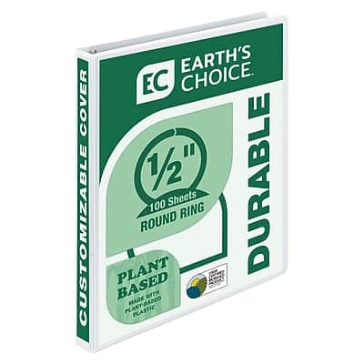 Samsill - Earth's Choice Plant-Based Durable 1/2" View Binder, 3-Ring , Made in USA - White Samsill - Earth's Choice Plant-Based Durable 1/2" View Binder, 3-Ring , Made in USA - White