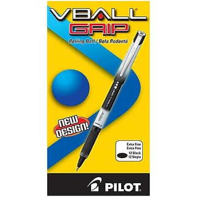 Pilot - VBall Grip Rollerball Pen, Extra Fine Point, Dozen - Black Ink Pilot - VBall Grip Rollerball Pen, Extra Fine Point, Dozen - Black Ink