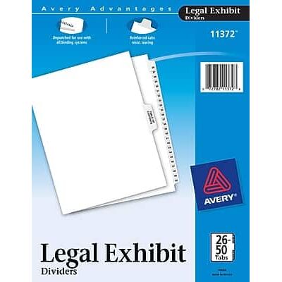 Avery - Premium Collated Legal Paper Dividers, 26-50 & Table of Contents Tabs, Style, Letter Size - White Avery - Premium Collated Legal Paper Dividers, 26-50 & Table of Contents Tabs, Style, Letter Size - White