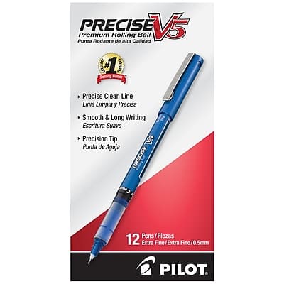 Pilot - Precise V5 Rollerball Pens, Extra Fine Point, Ink, Dozen - Blue Pilot - Precise V5 Rollerball Pens, Extra Fine Point, Ink, Dozen - Blue