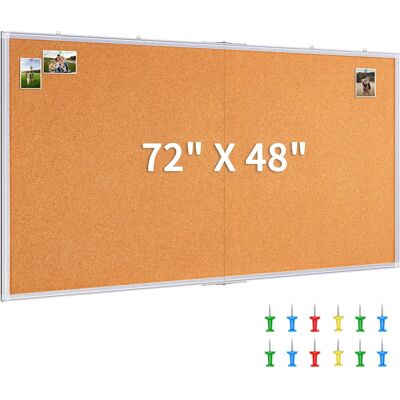 maxtek - Large Cork Board 72 x 48 in Bulletin Boardss Wall Mounted Back Memo Notice Cork Board Whiteboards Presentation Supplies - White maxtek - Large Cork Board 72 x 48 in Bulletin Boardss Wall Mounted Back Memo Notice Cork Board Whiteboards Presentation Supplies - White