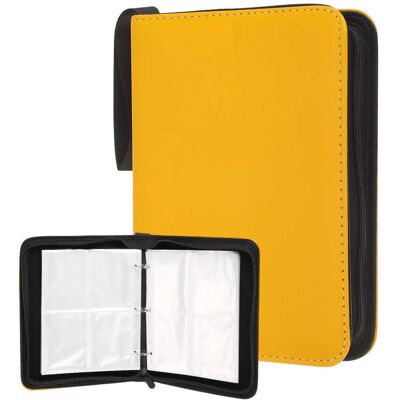 Unique Bargains - 4 Pocket Trading Card Binder, Holds 400 Top Loaders Smooth PU Cover with Zipper for TCG Game Sports - Yellow Unique Bargains - 4 Pocket Trading Card Binder, Holds 400 Top Loaders Smooth PU Cover with Zipper for TCG Game Sports - Yellow