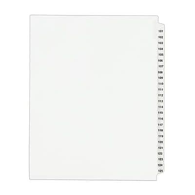 Avery - Legal Pre-Printed Paper Divider Collated Set, 101-125 Tabs, Style, Letter Size - White Avery - Legal Pre-Printed Paper Divider Collated Set, 101-125 Tabs, Style, Letter Size - White