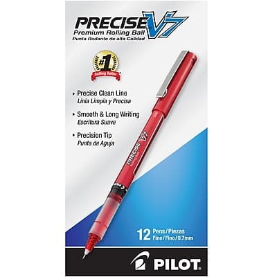 Pilot - Precise V7 Rollerball Pens, Fine Point, Dozen - Red Ink Pilot - Precise V7 Rollerball Pens, Fine Point, Dozen - Red Ink