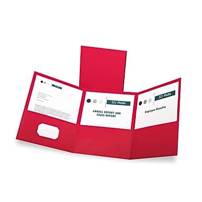 Oxford - Tri-Fold Folder w/3 Pockets, Holds 150 Letter-Size Sheets, 20/BX - Red Oxford - Tri-Fold Folder w/3 Pockets, Holds 150 Letter-Size Sheets, 20/BX - Red