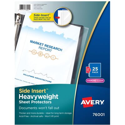 Avery - Diamond Secure Side-Load Sheet Protectors, 25ct (76001) - Clear Avery - Diamond Secure Side-Load Sheet Protectors, 25ct (76001) - Clear