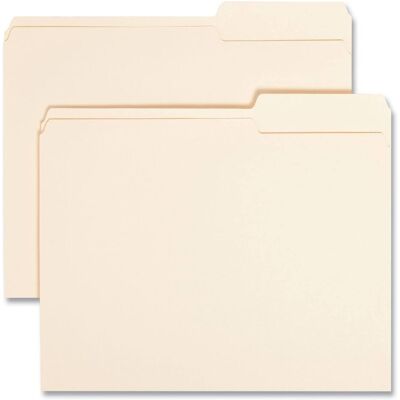Smead Manufacturing - Manila Guide Height Systems File Folders, 2/5-Cut Tabs: Right of Center, Letter Size, 0.75" Expansion, Manila, 100/Box Smead Manufacturing - Manila Guide Height Systems File Folders, 2/5-Cut Tabs: Right of Center, Letter Size, 0.75" Expansion, Manila, 100/Box