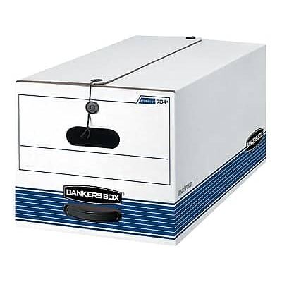 Bankers Box - Stor/File Medium-Duty FastFold File Storage Boxes, String & Button, Letter Size/Blue, 20/Carton - White and Blue Bankers Box - Stor/File Medium-Duty FastFold File Storage Boxes, String & Button, Letter Size/Blue, 20/Carton - White and Blue