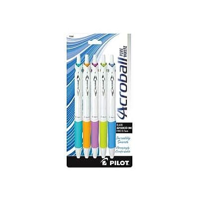 Pilot - Acroball PureWhite Advanced Ink Retractable Ballpoint Pens, Fine Point, 5/Pack - Black Ink Pilot - Acroball PureWhite Advanced Ink Retractable Ballpoint Pens, Fine Point, 5/Pack - Black Ink