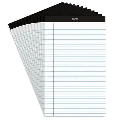 Staples - Notepads, 8.5" x 14" , Wide Ruled, 50 Sheets/Pad, Dozen Pads/Pack - White Staples - Notepads, 8.5" x 14" , Wide Ruled, 50 Sheets/Pad, Dozen Pads/Pack - White