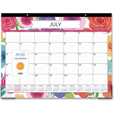 Blue Sky - Mahalo Academic Desk Pad Floral Artwork 22 x 17 Black Binding Clear Corners 12 Month July to June 2025 to 2026 Blue Sky - Mahalo Academic Desk Pad Floral Artwork 22 x 17 Black Binding Clear Corners 12 Month July to June 2025 to 2026