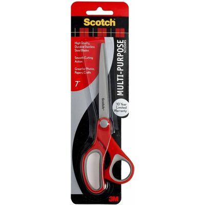 Scotch - Multipurpose Scissors 7" Straight Stainless Steel Silver 1 Each - Red Scotch - Multipurpose Scissors 7" Straight Stainless Steel Silver 1 Each - Red