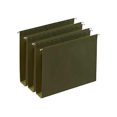 Staples - Heavy Duty Box-Bottom Hanging File Folders, 2" Expansion, 1/5-Cut Tab, Letter Size, Green, 25/Box - Standard Green Staples - Heavy Duty Box-Bottom Hanging File Folders, 2" Expansion, 1/5-Cut Tab, Letter Size, Green, 25/Box - Standard Green