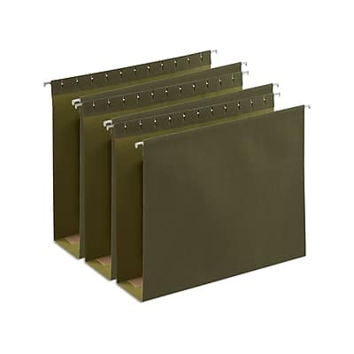 Staples - Reinforced Box-Bottom Hanging File Folders, 3" Expansion, 1/5-Cut Tab, Letter Size, 25/Box - Standard Green Staples - Reinforced Box-Bottom Hanging File Folders, 3" Expansion, 1/5-Cut Tab, Letter Size, 25/Box - Standard Green