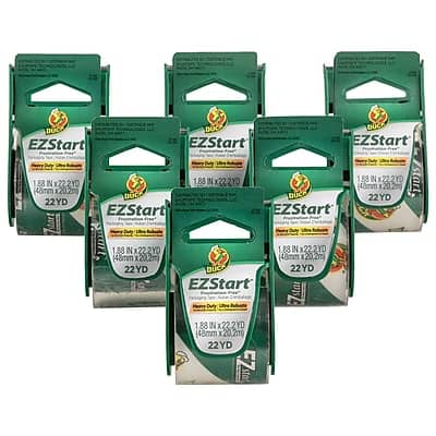 Duck - EZ-Start Packing Tape with Dispenser, 1.88" x 22.2 yds., 6/Pack - Clear Duck - EZ-Start Packing Tape with Dispenser, 1.88" x 22.2 yds., 6/Pack - Clear