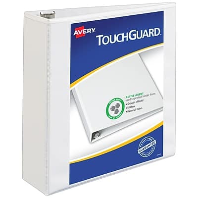 Avery - TouchGuard Protection Heavy Duty 3" 3-Ring View Binders, Slant Ring - White Avery - TouchGuard Protection Heavy Duty 3" 3-Ring View Binders, Slant Ring - White