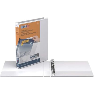 Stride - Quickfit Round Ring View Binder 3 Rings 1" Capacity 11 X 8.5 White Stride - Quickfit Round Ring View Binder 3 Rings 1" Capacity 11 X 8.5 White