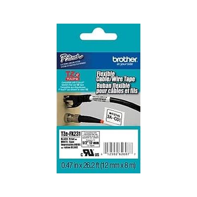 Brother - P-touch Laminated Flexible ID Label Maker Tape, 1/2" x 26-2/10' - Black On White Brother - P-touch Laminated Flexible ID Label Maker Tape, 1/2" x 26-2/10' - Black On White