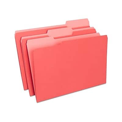 Staples - File Folders, 1/3-Cut Tab, Legal Size, 100/Box - Red Staples - File Folders, 1/3-Cut Tab, Legal Size, 100/Box - Red