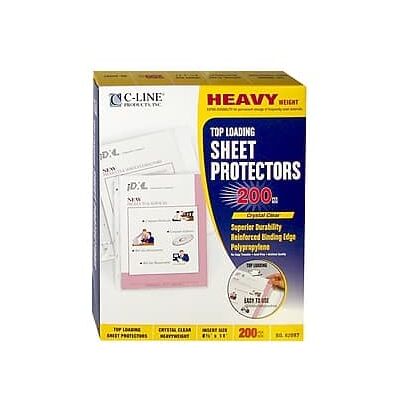 C-line - Heavyweight Sheet Protectors, 8-1/2" x 11", 200/Box - Clear C-line - Heavyweight Sheet Protectors, 8-1/2" x 11", 200/Box - Clear