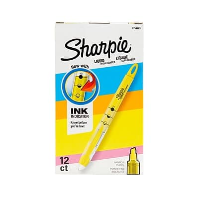Sharpie - Liquid Highlighter, Chisel Tip, Dozen - Yellow Sharpie - Liquid Highlighter, Chisel Tip, Dozen - Yellow