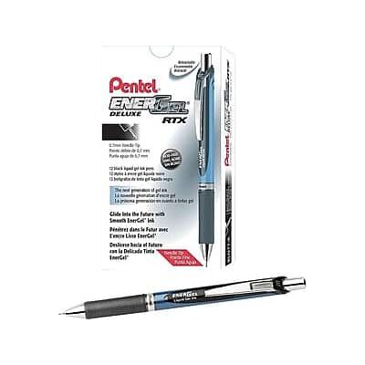 Pentel - EnerGel Deluxe RTX Retractable Gel Pens, Medium Point, 0.7mm, Dozen - Black Ink Pentel - EnerGel Deluxe RTX Retractable Gel Pens, Medium Point, 0.7mm, Dozen - Black Ink