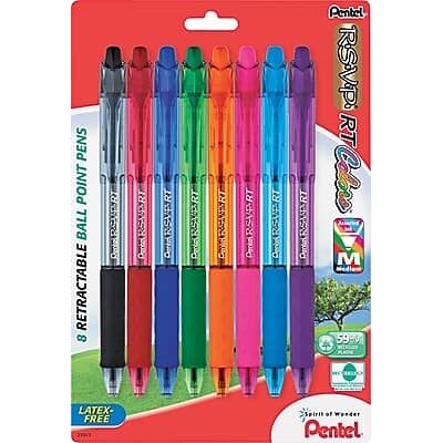 Pentel - RSVP RT Retractable Ballpoint Pen, Medium Point, Assorted Ink, 8 Pack - Blue Pentel - RSVP RT Retractable Ballpoint Pen, Medium Point, Assorted Ink, 8 Pack - Blue