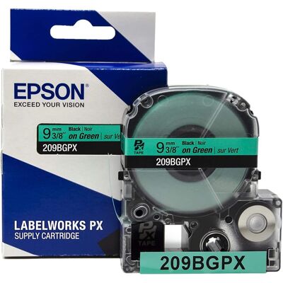 Epson - 3/8" Tape - 209BGPX - Black on Green Epson - 3/8" Tape - 209BGPX - Black on Green