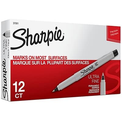 Sharpie - Permanent Marker, Ultra Fine Tip, 12/Pack - Black Sharpie - Permanent Marker, Ultra Fine Tip, 12/Pack - Black