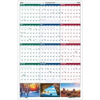 House of Doolittle - 2026 Earthscapes Scenic 24" x 37" Yearly Dry Erase Wall Calendar, Reversible - Multi House of Doolittle - 2026 Earthscapes Scenic 24" x 37" Yearly Dry Erase Wall Calendar, Reversible - Multi