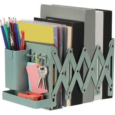 Unique Bargains - Adjustable Book Ends, 6.5" Tall Heavy Duty Metal Adjustable Bookends, with Removable Pen Holder Tray and 3 Hook-up - Green Unique Bargains - Adjustable Book Ends, 6.5" Tall Heavy Duty Metal Adjustable Bookends, with Removable Pen Holder Tray and 3 Hook-up - Green