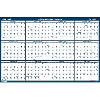 House of Doolittle - 2024-2025 37" x 24" Academic Yearly Dry-Erase Wall Calendar, Reversible - White/Blue House of Doolittle - 2024-2025 37" x 24" Academic Yearly Dry-Erase Wall Calendar, Reversible - White/Blue