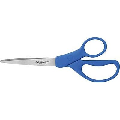 Westcott - Preferred Line Stainless Steel Scissors, 8" Length, 3-1/2" Cut, Blue - Red Westcott - Preferred Line Stainless Steel Scissors, 8" Length, 3-1/2" Cut, Blue - Red