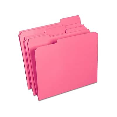 Staples - Reinforced File Folders, 1/3-Cut Tab, Letter Size, 100/Box - Pink Staples - Reinforced File Folders, 1/3-Cut Tab, Letter Size, 100/Box - Pink