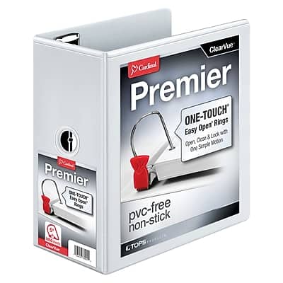 Cardinal - Premier ClearVue 5" 3-Ring View Binders, D-Ring - White Cardinal - Premier ClearVue 5" 3-Ring View Binders, D-Ring - White