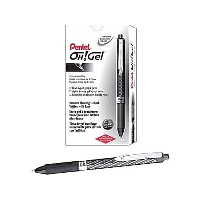 Pentel - Oh! Gel Retractable Gel Pens, Medium Point, Dozen - Black Ink Pentel - Oh! Gel Retractable Gel Pens, Medium Point, Dozen - Black Ink