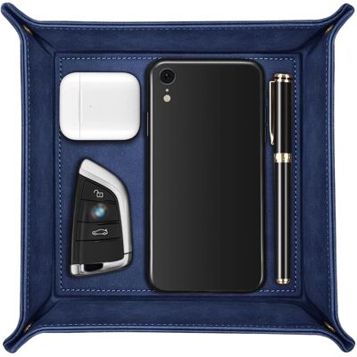 Kitcheniva - Vanity Tray Bedside Caddy Holder Desktop Storage Organizer Dark Blue Kitcheniva - Vanity Tray Bedside Caddy Holder Desktop Storage Organizer Dark Blue