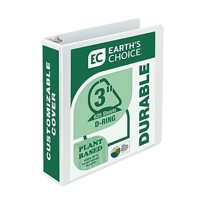 Samsill - Earth's Choice Plant-Based Durable 3" View Binders, D-Ring, Made in USA - White Samsill - Earth's Choice Plant-Based Durable 3" View Binders, D-Ring, Made in USA - White