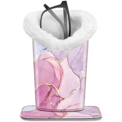 Kitcheniva - PU Leather Plush Lined Eyeglasses Protective Cover Holder Magnetic Stand Desk Organizer - Glittering Marble Kitcheniva - PU Leather Plush Lined Eyeglasses Protective Cover Holder Magnetic Stand Desk Organizer - Glittering Marble
