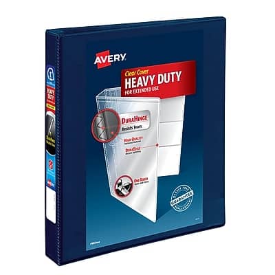 Avery - Heavy Duty 1" 3-Ring View Binders, One Touch EZD Ring - Navy Blue Avery - Heavy Duty 1" 3-Ring View Binders, One Touch EZD Ring - Navy Blue