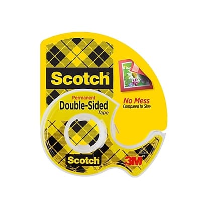 Scotch - Permanent Double Sided Tape Refill, 0.5" x 6.94 yds., 1"Core - Clear Scotch - Permanent Double Sided Tape Refill, 0.5" x 6.94 yds., 1"Core - Clear