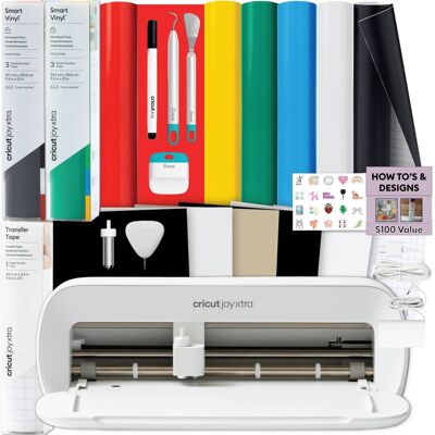 Cricut - Joy Xtra Die-Cutting Machine with Smart Vinyl Sampler Packs, Transfer Tape and Tool Set Bundle Cricut - Joy Xtra Die-Cutting Machine with Smart Vinyl Sampler Packs, Transfer Tape and Tool Set Bundle