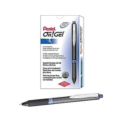 Pentel - Oh! Retractable Gel Pens, Medium Point, Dozen - Blue Ink Pentel - Oh! Retractable Gel Pens, Medium Point, Dozen - Blue Ink