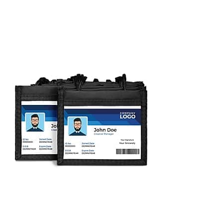 Staples - ID Badge Holders with Lanyard, Adjustable 48" Length, Nylon, 10/Pack - Black/Clear Staples - ID Badge Holders with Lanyard, Adjustable 48" Length, Nylon, 10/Pack - Black/Clear