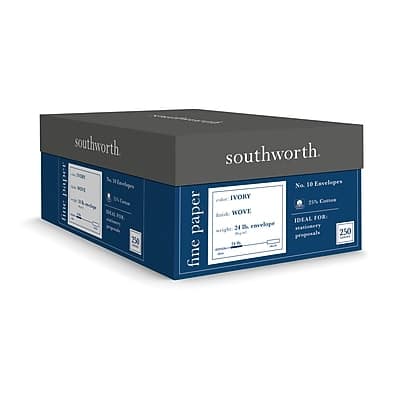 Southworth - Gummed #10 Business Envelopes, 4 1/8" x 9 1/2", 250/Box - Ivory Southworth - Gummed #10 Business Envelopes, 4 1/8" x 9 1/2", 250/Box - Ivory
