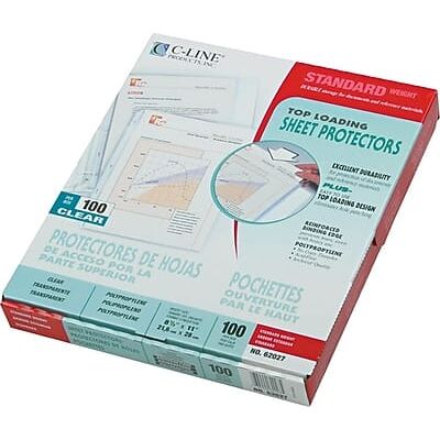 C-line - Standard Weight Sheet Protectors, 11" x 8-1/2" 100/Box - Clear C-line - Standard Weight Sheet Protectors, 11" x 8-1/2" 100/Box - Clear