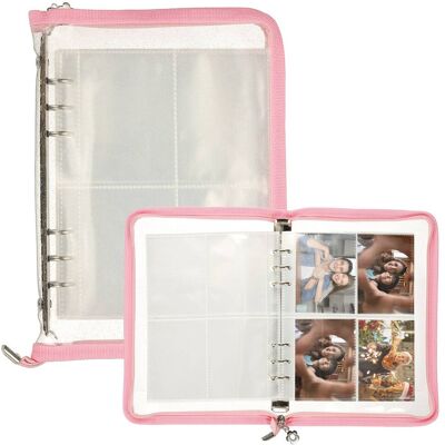 Unique Bargains - A5 Photocard Binder 4-Photo Style Clear Kpop Holder Book with 20 Inner Pages 160 Card Slots - Pink Unique Bargains - A5 Photocard Binder 4-Photo Style Clear Kpop Holder Book with 20 Inner Pages 160 Card Slots - Pink